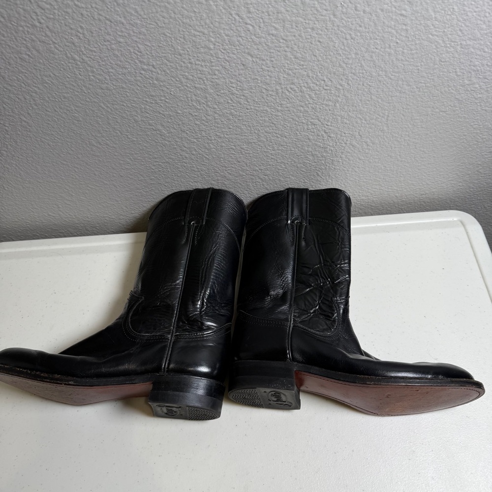 Justin Cowboy Boots Black Leather Western Boots M Size 6 womens Size 7.5 - Picture 5 of 8